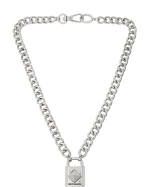 Steve Madden Padlock Pendant Necklace - Metallic