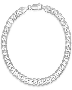 Steeltime Sterling Diamond Cut Curb Link Chain Bracelet - Metallic