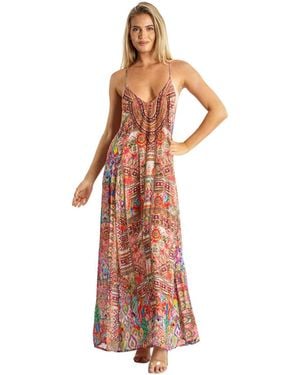 La Moda Clothing Scoop Neck T- Back Maxi Dress - White