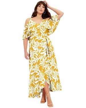 June + Vie June + Vie June + Vie Cold-shoulder Faux-wrap Maxi Dress - Metallic