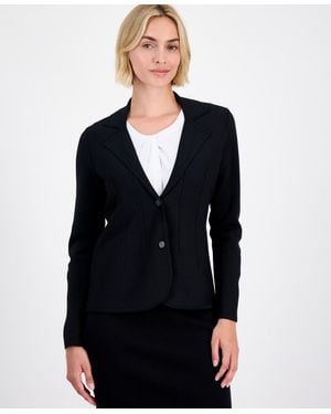 Anne Klein Structured-waist Sweater Blazer - Blue