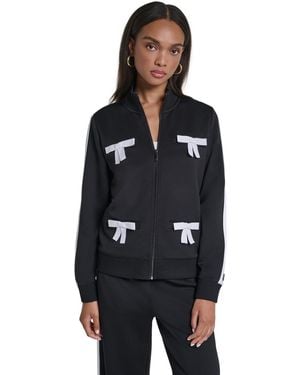KARL LAGERFELD 3d Bow Mock-neck Zipper Jacket - Black