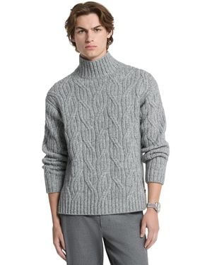 Michael Kors Cable-knit Turtleneck Wool-blend Sweater - Gray