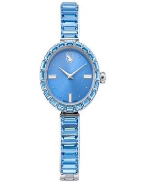 Swarovski Matrix Bangle Swiss Crystal Bracelet Stainless Steel Watch 25 X 25mm - Blue