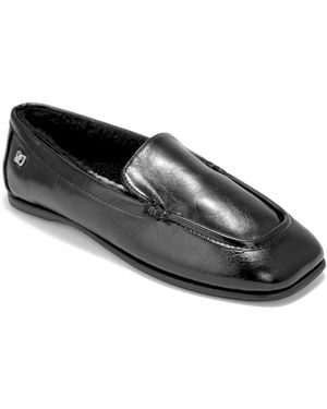 Aerosoles Ravi Fur Square Toe Loafers - Black