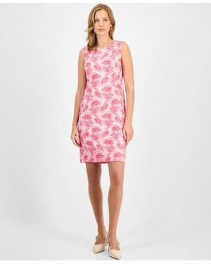 Kasper Jacquard Sleeveless Sheath Dress - Pink