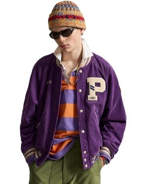 Polo Ralph Lauren Corduroy Varsity Raglan-sleeve Jacket - Purple