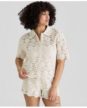 And Now This Now This Sequin Embellished Crochet Shirt Macys Exclusive - Multicolor