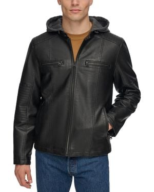 Levi's Faux-leather Hooded Zip Jacket - Black