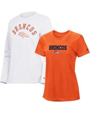 Starter Orange/ash Denver Broncos Short Sleeve Long Sleeve T-shirt Combo Pack