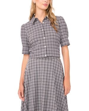 Vince Camuto Puff Shoulder Button Down Shirt - Gray