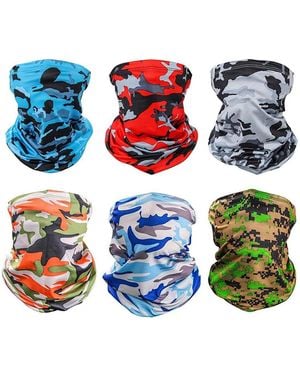 Piscifun 6 Pack Uv Protection Face Mask Neck Gaiter Breathable Outdoor Sports Bandana Scarf - Blue