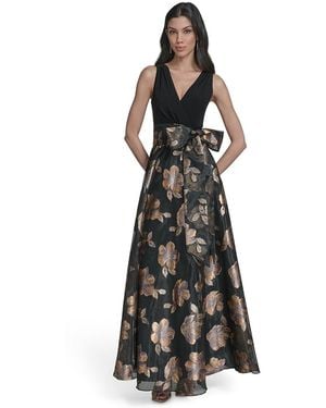 Eliza J Sleeveless Surplice Ballgown Dress - Black