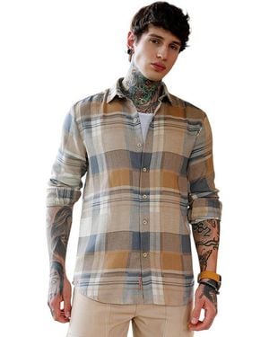 Campus Sutra Gradient-plaid Regular Shirt - Brown