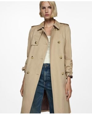 Mango Belt Detail Classic Trench Coat - Natural