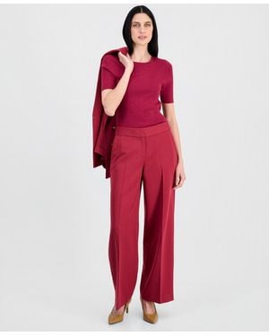 Tahari Clean-waist Wide-leg Pants - Red