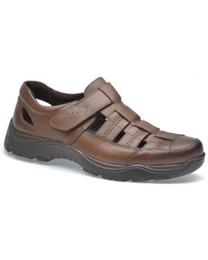 Pazstor Premium Comfort Leather Closed Toe Sandals John - Brown