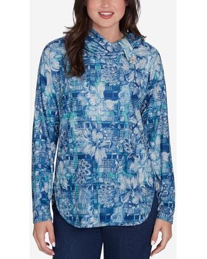 売れ筋商品|||ルビーロード カットソー トップス レディース Petite Watercolor Floral Patchwork Square Neck Top Bluebird Multi Petite Women's Watercolor Floral Patchwork Top | Ruby Rd.