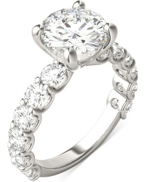 Charles & Colvard Moissanite Solitaire & Trellis-set Side Stone Ring (3-3/4 Ct. T.w. - White