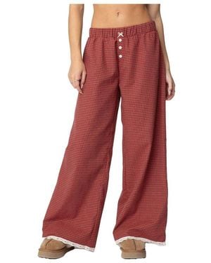 Edikted Dakota Plaid Pants - Red