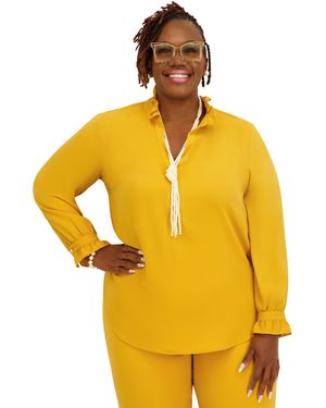 Kasper V-neck Long-sleeve Top - Yellow