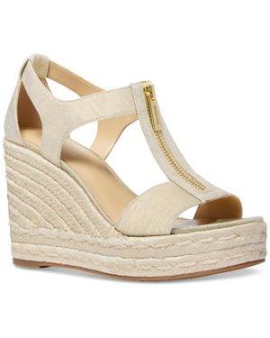 Michael Kors Michael Berkley Zipper Espadrille Platform Wedge Sandals - Metallic