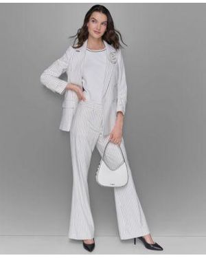 Karl Lagerfeld Double Breasted Jacket Straight Leg Pants - Gray