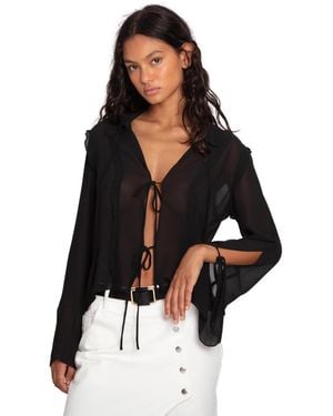 Belle & Bloom Current Obsession Tie Shirt - Black