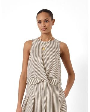 Hush Front Knot Crop Top - White