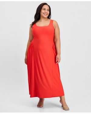 Derek Heart Trendy Plus Size Sleeveless Scoop-neck Dress - Red