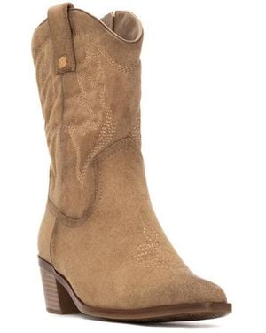 Xti Suede Italian Western Booties - Brown