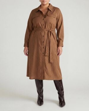 UNIVERSAL STANDARD Plus Size Cooling Stretch Cupro Savannah Dress - Brown