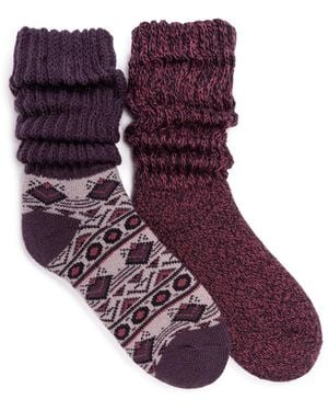 Muk Luks 2 Pair Pack Slouch Heat Retainer Socks - Purple