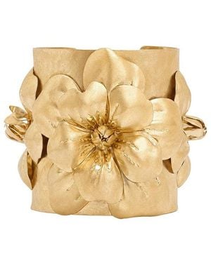 SOH Brushed Gold-tone 3d Floral Cuff Bracelet - Natural