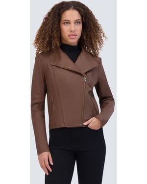 Andrew Marc Felix Moto Leather Jacket - Brown