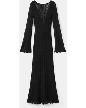 Mango Crochet Long Dress - Black