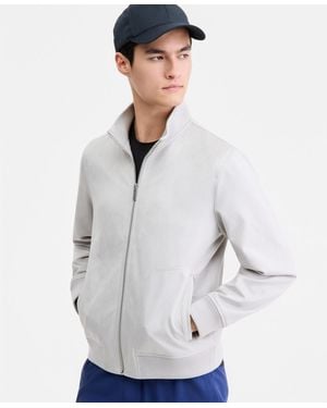 Alfani Faux-suede Bomber Jacket - White