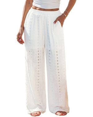 CUPSHE Pull-on Wide Leg Long Pants - White