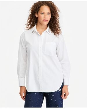 On 34th Embellished Collar Poplin Button Down Shirt - White