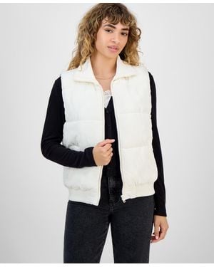 Madden Girl Ribbed-trim Puffer Vest - White