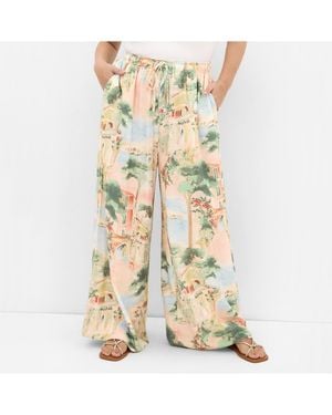 City Chic Halle Print Wide Leg Pant - Metallic