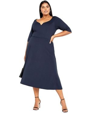 City Chic Plus Size Cute Girl Elbow Sleeve Dress - Blue