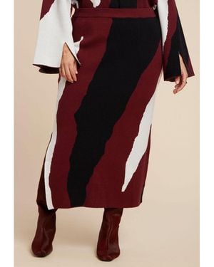 Eloquii Intarsia Sweater Skirt - Red