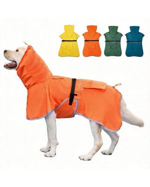 Aronkl Adjustable Hooded Raincoat For Medium Large Dogs - Orange
