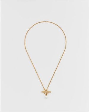 Fable England Pearl toggle Charm Necklace - White