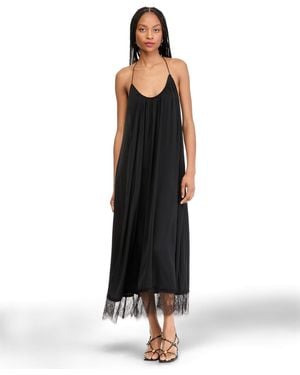 BarIII Scoop-neck Satin Maxi Dress - Black