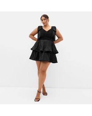 City Chic Plus Size Betty Bow Mini Dress - Black
