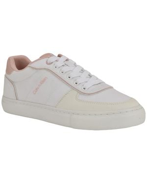 Calvin Klein Caspian Denim Round Toe Lace-up Sneakers - White