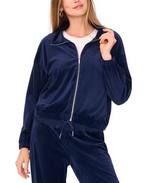 Vince Camuto Velour Zip-front Mock Neck Jacket - Blue