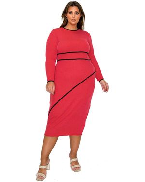 L I V D Plus Size Elora Sweater Dress - Red